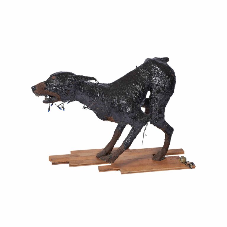 A sculpture of a dog.
