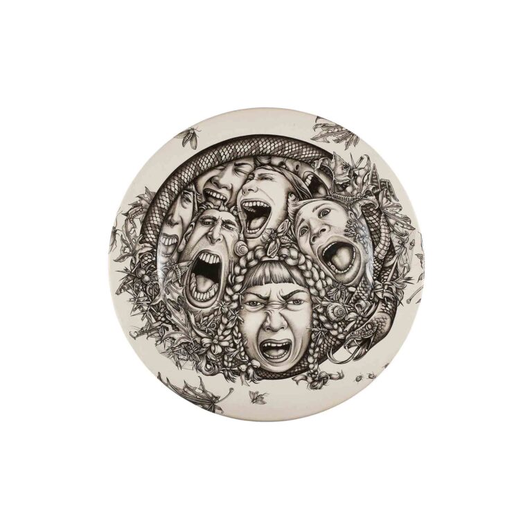 A ceramic plate of people screaming.