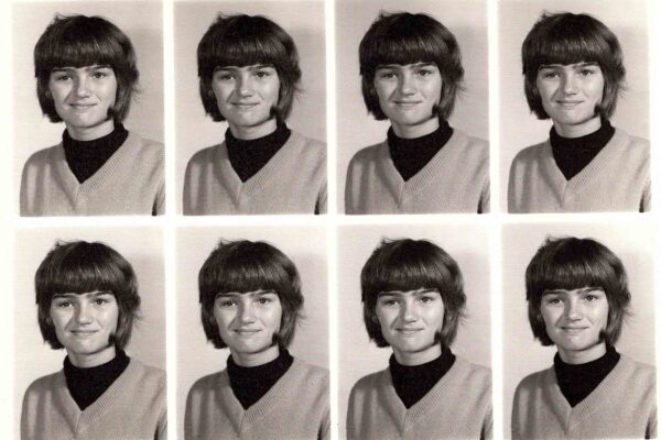 A grid layout of the same photo of a person.